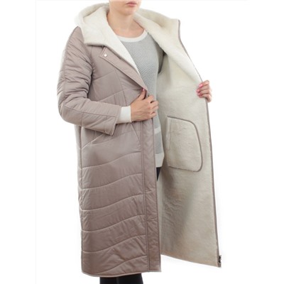 2660 BEIGE Пальто двухстороннее женское еврозима (100 гр. холлофайбер)