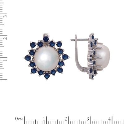 Серьги 'Снежинка' с жемчугом и корундами ИВСК.825ЖБR