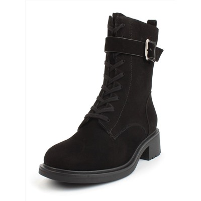 04-M2-590 BLACK Ботинки зимние женские (натуральная замша, натуральный мех)