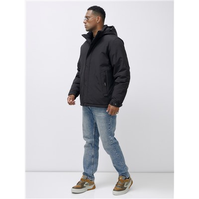 Куртка спортивная мужская зимняя большого размера черного цвета 633Ch