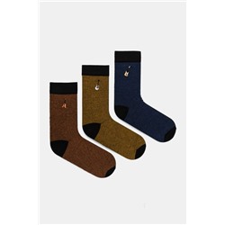 Skarpetki bawełniane męskie z ozdobnym haftem (3-pack) kolor multicolor