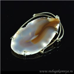 Брошь с агатом 55*35мм.