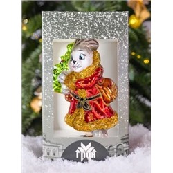 Елочная игрушка стеклянная декорированная "Праздничный помощник"