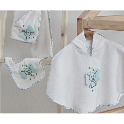 Комплект Пончо 4 Предметa 0-1 год Borneo Beyaz Panço Seti - EcoCotton