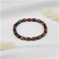 Радуга Самоцветов Браслет из леопардовой Яшмы и Обсидиана