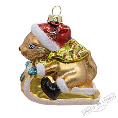 Белка "Слалом на санках" (стекло) 8х5х7,5 см