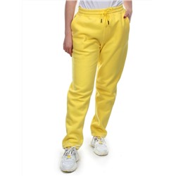 M045 YELLOW Брюки спортивные женские на флисе (100% хлопок) 7986