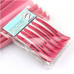 Зажим для волос парикмахерский с силиконовыми вставками, Набор 6 шт. РОЗОВЫЕ