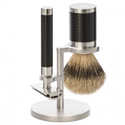 Muhle Rocca 3 tlg Rasierset Silberspitz, Griff Schwarz  Бритвенный набор Rocca из 3 предметов с серебряными наконечниками, черная ручка