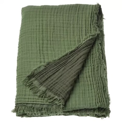 Плед серо-зеленый, VALLKRASSING Throw Grey-green, произв. IKEA