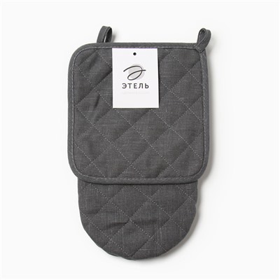 Набор кухонный Этель ECO grey: варежка 15х28см, прихватка 19х19см, 100% лён, 245 г/м2