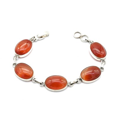 Браслет из сердолика в посеребрении овал 19*14мм, 18см