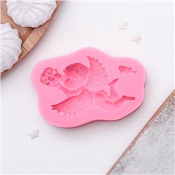 Молд для заливки «Ангел с букетом», силикон, 9.3×6×1.9 см, розовый