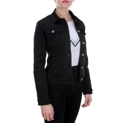Y-1000 BLACK Куртка джинсовая женская MISS JUSTING (98% хлопок 2% эластан)