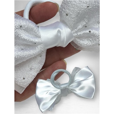 Бантик на эластичной резинке белый 1 шт Арт 9