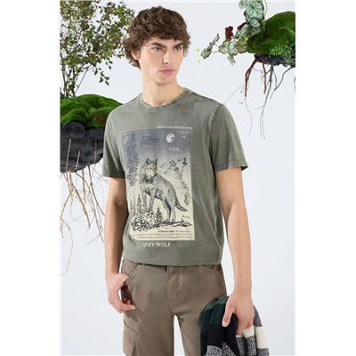 T-shirt bawełniany męski z kolekcji Together For Nature kolor zielony