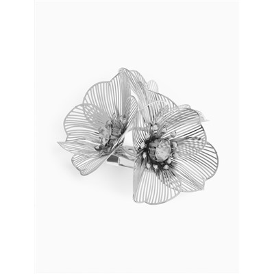 Брошь «Цветы» незабудки, белая в серебре