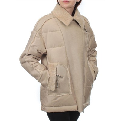 902 BEIGE Куртка зимняя облегченная женская (холлоффайбер 150 гр., искусственная дубленка)