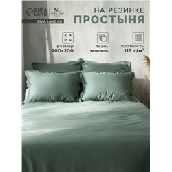 Простыня на резинке SL Home Tencel 200*200+30 см , цв. оливковый