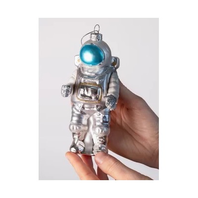 Елочная игрушка стеклянная декорированная "Космонавт"