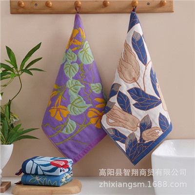 Zhiyang towel Korean Buddha jacquard four-layer cotton gauze large square towel wipe hand towel kitchen towel factory price wholesale