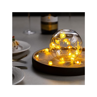 Гирлянда «Нить» 2 м роса с насадками «Тыква», IP20, серебристая нить, 20 LED, свечение тёплое белое, 2 режима, ААх2