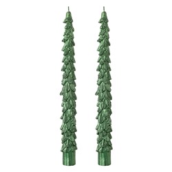Набор из двух свечей зеленого цвета из коллекции New Year Essential, 25 см