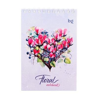 Блокнот А6, 40 листов в клетку, Floral notebook, на гребне, МИКС