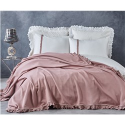 Постельное Белье с Жаккардовым Покрывалом ЕВРО 2 сп. Alessa Pudra Çift Pike Takımı -  EcoCotton