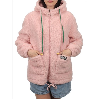 1006 PINK Куртка плюшевая демисезонная (65% хлопок, 35% полиэстер) оверсайз 44-54