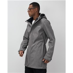 Парка спортивная мужская с капюшоном softshell серого цвета 9565Sr