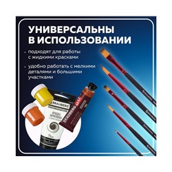 Кисти BRAUBERG PREMIUM, набор 5шт. (синтетика, круглая №1,3,5, плоская №5,8), блистер, 201024