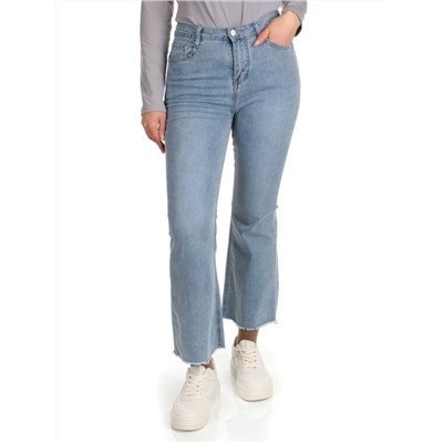 10101 BLUE Джинсы женские укороченные с разрезным низом AMG JEANS