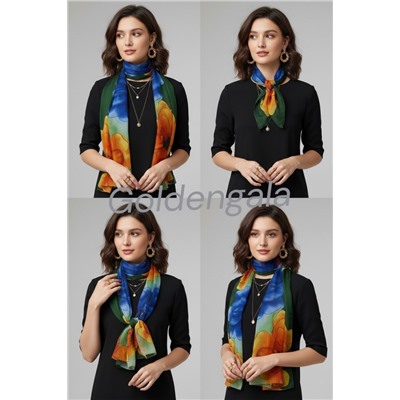 Шарф шифоновый с цветочным рисунком 3D Арт М52/16