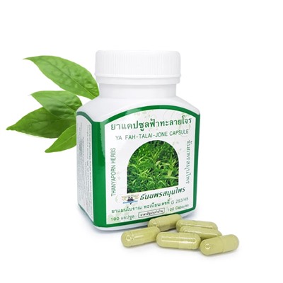 Природный тайский антибиотик Фа Талай Джон против вирусов, лечения простудных заболеваний и укрепления иммунитета Thanyaporn, 100 капсул.