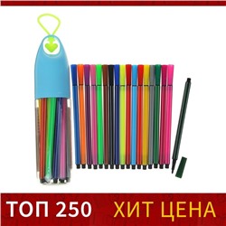 Фломастеры 18 цветов, в пластиковом тубусе с ручкой, вентилируемый колпачок, МИКС