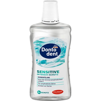 DONTODENT Sensitive Intensiv-Schutz Mundspulung Ополаскиватель для полости рта Интенсивная защита для чувствительных зубов, для взрослых и детей от 12-ти лет, 500 мл