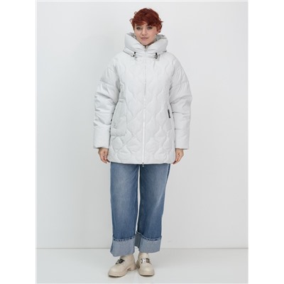 Куртка женская демисезонная с капюшоном серого цвета 1140Sr