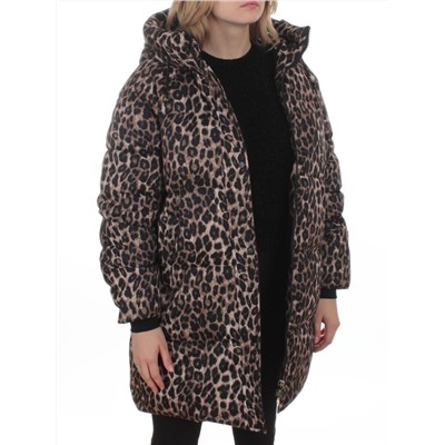 2406 BROWN /LEOPARD Куртка зимняя женская (200 гр. холлофайбер)