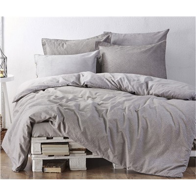 2 сп. Евро Комплект Постельного Белья Cotton Saten Larren Gri Çift - EcoCotton