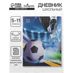 Дневник школьный для 5-11 классов, «Мяч в воротах», твёрдая обложка 7БЦ, матовая ламинация, выборочный лак, 48 листов