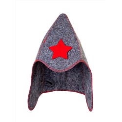 Шапка банная "Будёновка", войлок серый