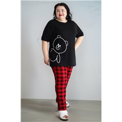 Пижама больших размеров с брюками Мишка