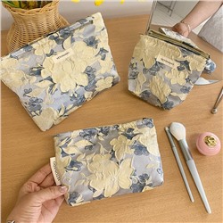 Cosmetic bag, handheld shoulder bag, small clutch bag, travel bag, storage bag, liner, wallet, city style, flowered
