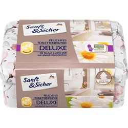Sanft&Sicher Feuchtes Toilettenpapier Deluxe Kamille Box, Влажная Туалетная бумага Ромашка	 Запасная упаковка + Box, 50 шт