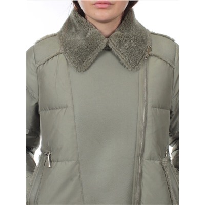 033 GRAY/GREEN Куртка зимняя облегченная женская (холлоффайбер 150 гр., искусственная дубленка)