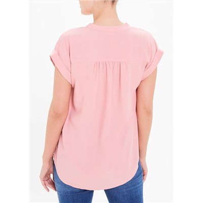 Pink Short Sleeve Grandad Collar Shirt