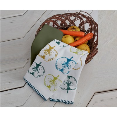 Махровые Кухонные Полотенца с Вышивкой 45x65 см 2 шт/уп Apple Art Çay Havlusu 45x65cm - EcoCotton