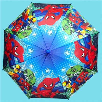 Зонт-трость для мальчика с мультгероями полуавтомат Арт 1004/7