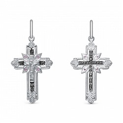 Крест с фианитом выборочно черненный серебро 925*